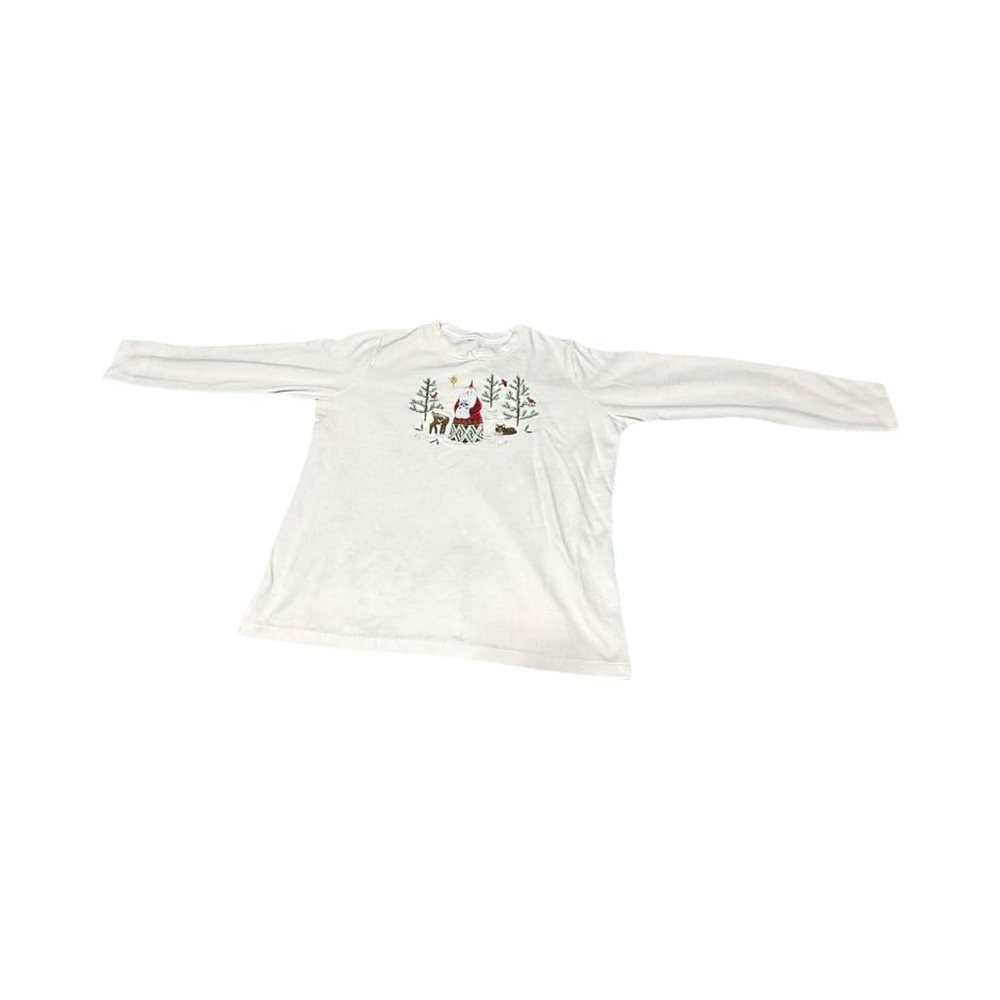 Women's Unbranded Long Sleeve Tee L White with Christmas Print #888